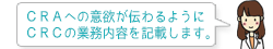 CRAへの意欲が伝わるようにCRCの業務内容を記載します。
