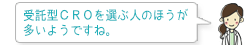 受託型ＣＲＯを選ぶ人のほうが多いようですね。